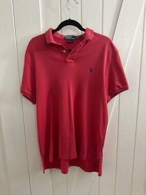Polo by Ralph Lauren Red Custom Fit Polo Shirt - Size L